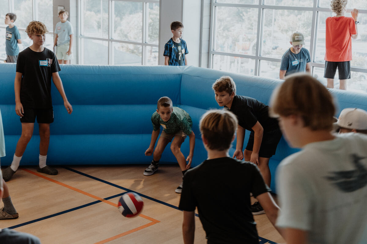 Students playing in the gym.