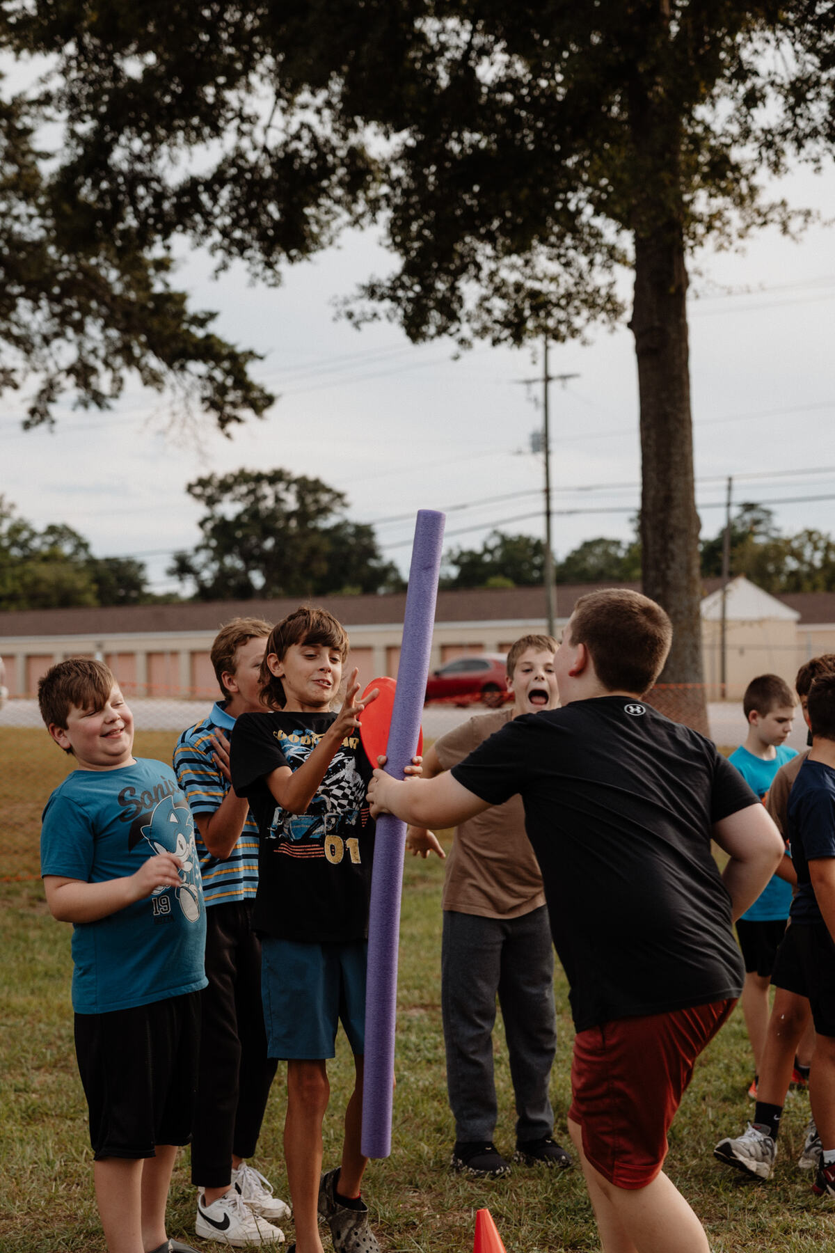 A team game outside with a leader.