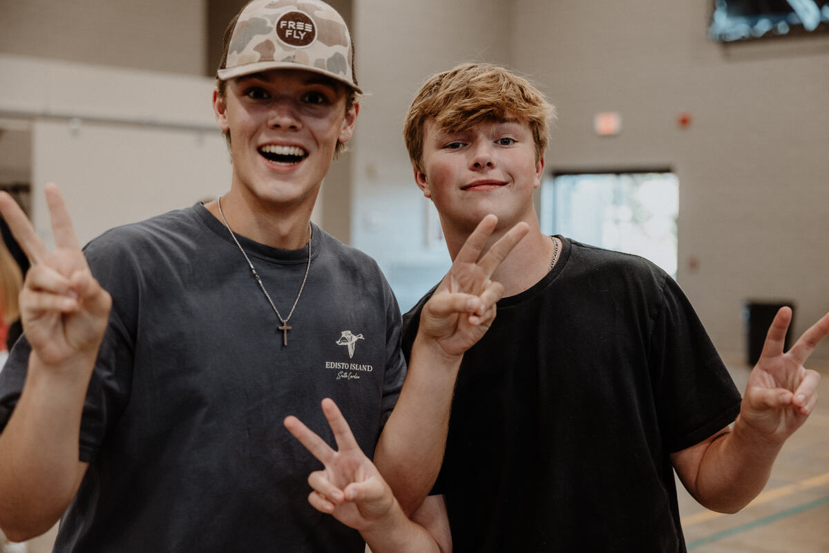Two students mugging for the camera.