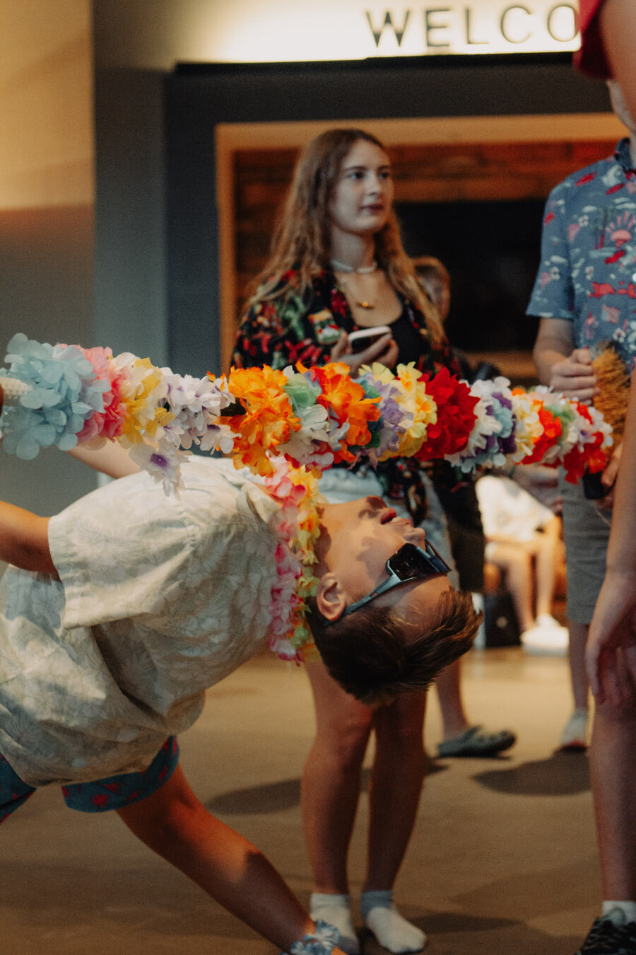 A student dancing in costume.