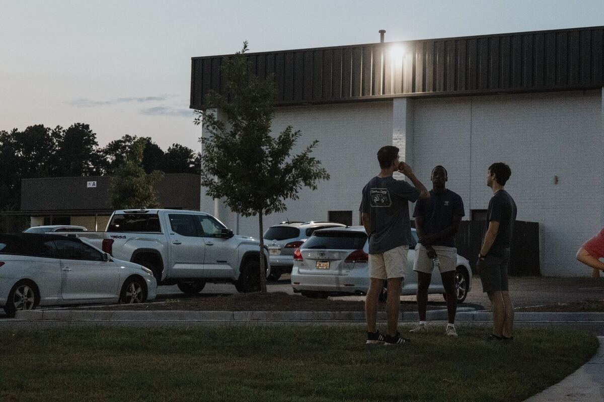 Walking out into the evening after a Sunday night.